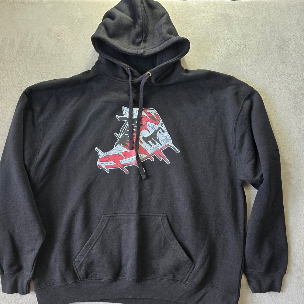 Pacific & Co Mens Black Sneaker Graphic Hoodie Size 2XL Drip Art Streetwear